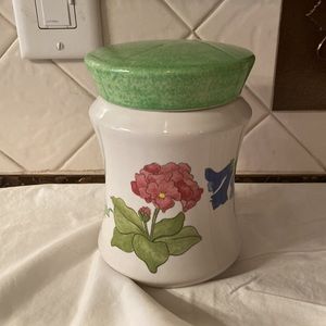 Rare floral canister Ernestine hand painted Salerno Italy